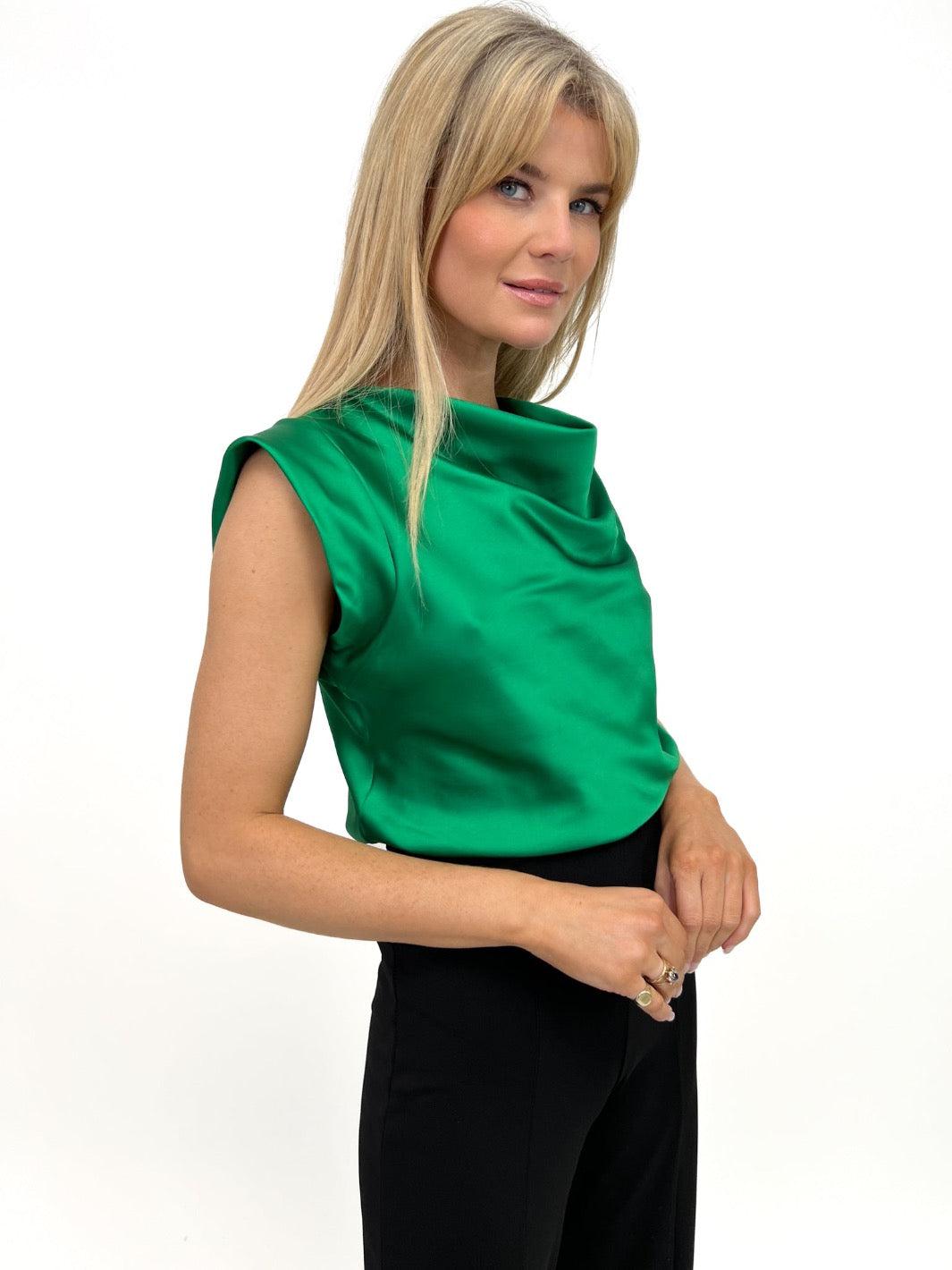 Kate & Pippa Suzy Cowl Neck Top In Green-Nicola Ross