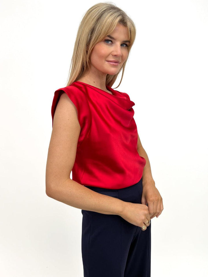 Kate & Pippa Suzy Cowl Neck Top In Red-Nicola Ross