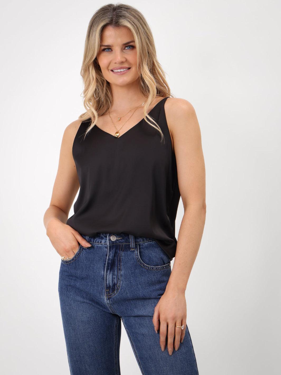 Kate & Pippa Sylvie Cami In Black-Nicola Ross