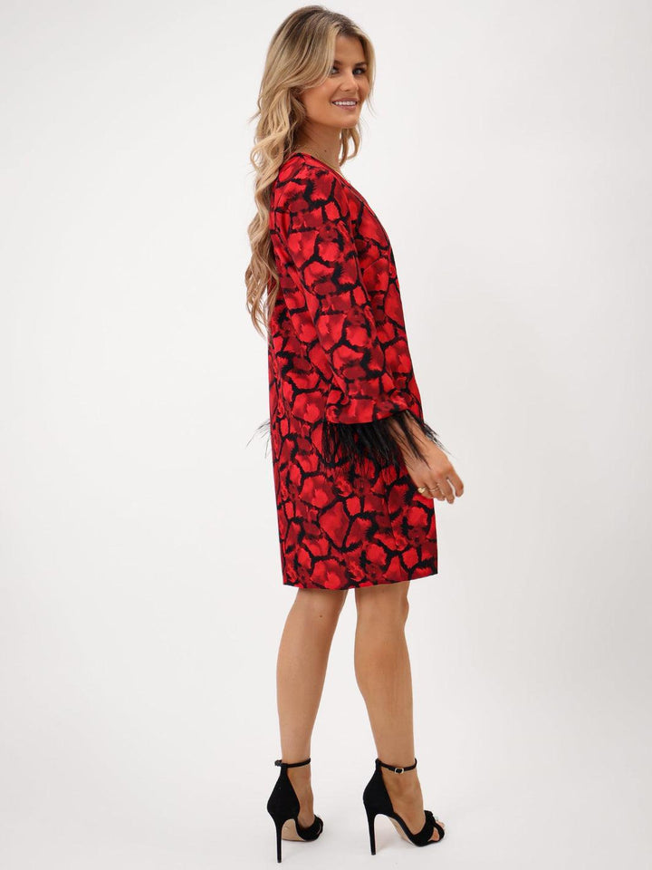 Kate & Pippa Taylor Mini Shift Dress In Red Print-Nicola Ross