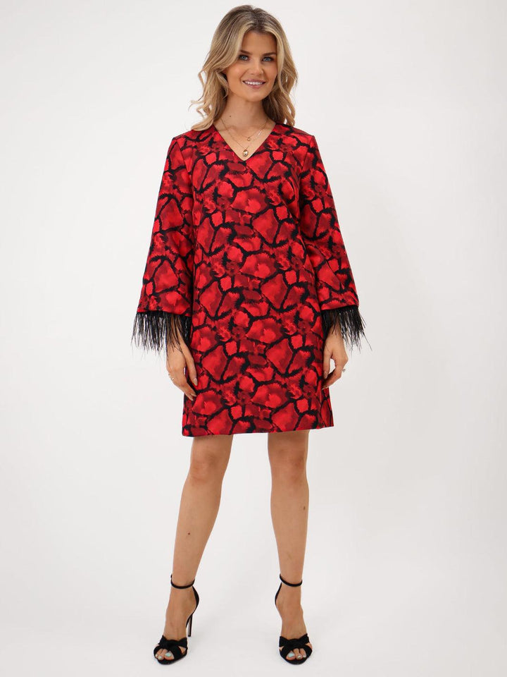 Kate & Pippa Taylor Mini Shift Dress In Red Print-Nicola Ross