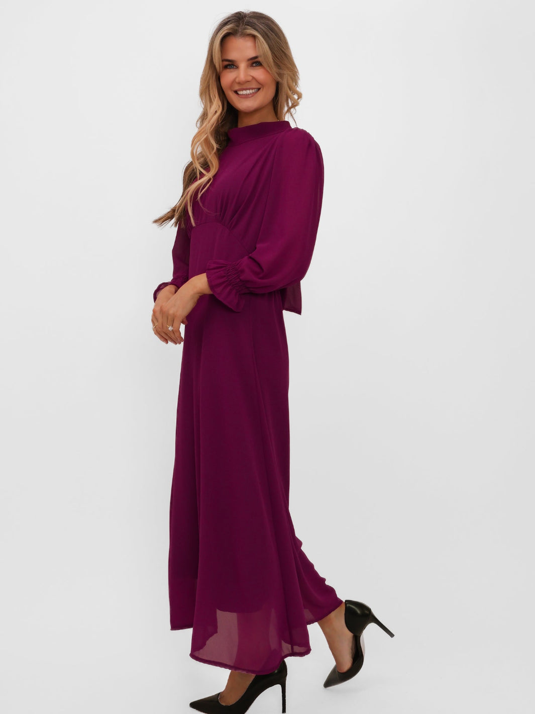 Kate & Pippa Tilly Midi Dress In Plum-Nicola Ross