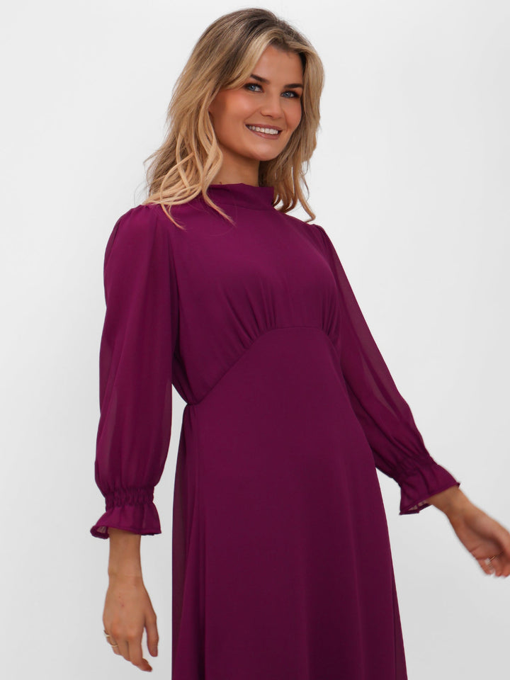Kate & Pippa Tilly Midi Dress In Plum-Nicola Ross
