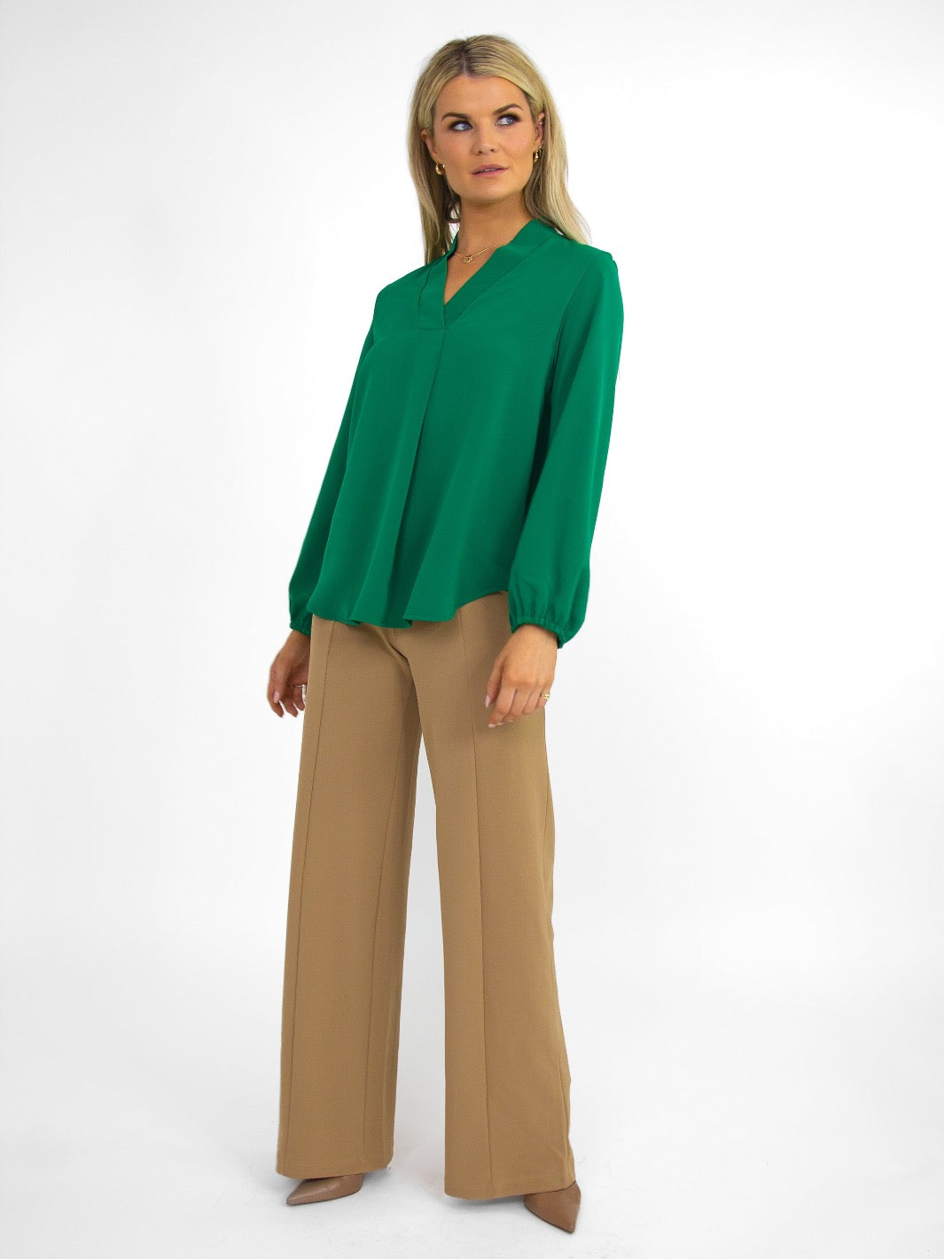 Kate & Pippa Torino Blouse In Green-Nicola Ross