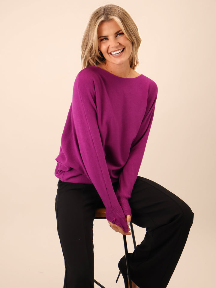 Kate & Pippa Venice Bow Knit In Magenta-Nicola Ross