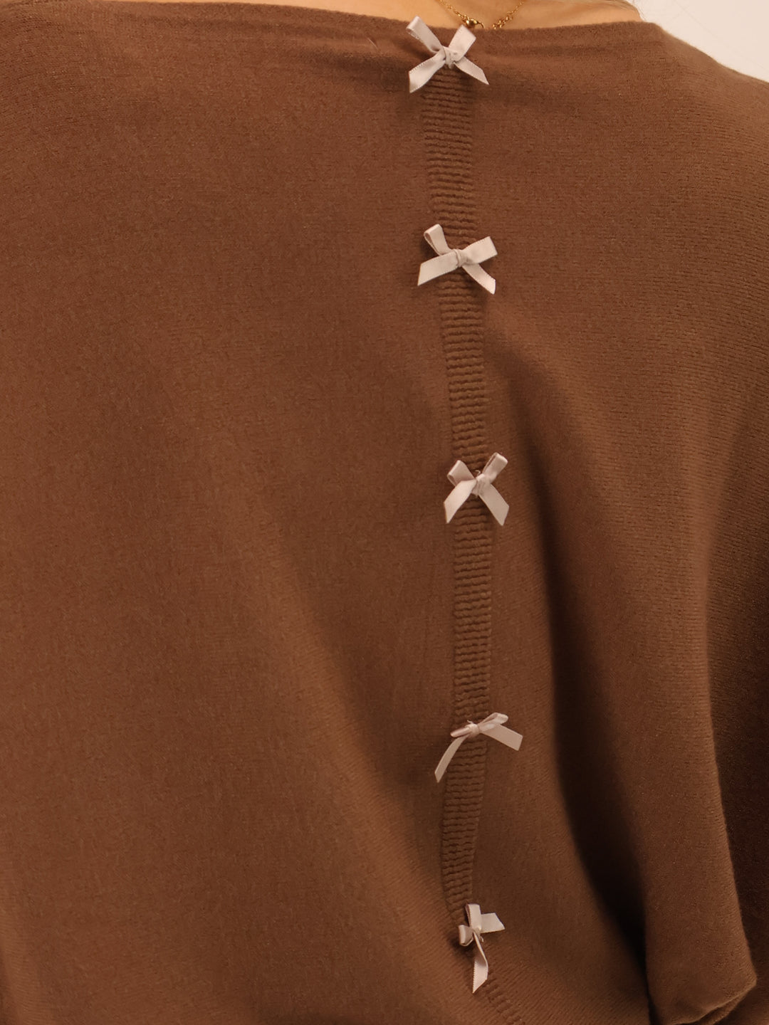 Kate & Pippa Venice Bow Knit In Mocha-Nicola Ross
