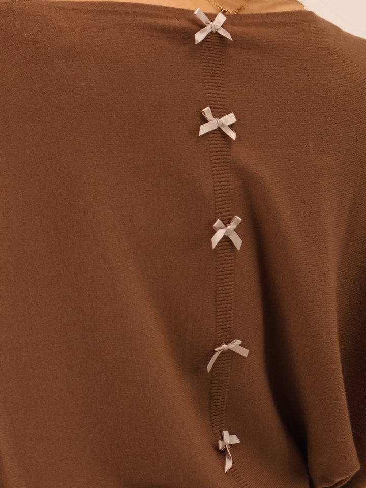 Kate & Pippa Venice Bow Knit In Mocha-Nicola Ross