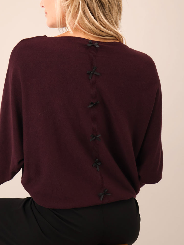 Kate & Pippa Venice Bow Knit In Mulberry-Nicola Ross
