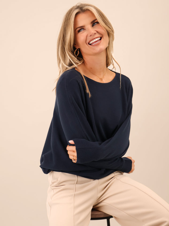 Kate & Pippa Venice Bow Knit In Navy-Nicola Ross