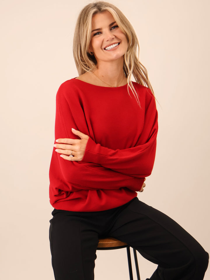 Kate & Pippa Venice Bow Knit In Red-Nicola Ross
