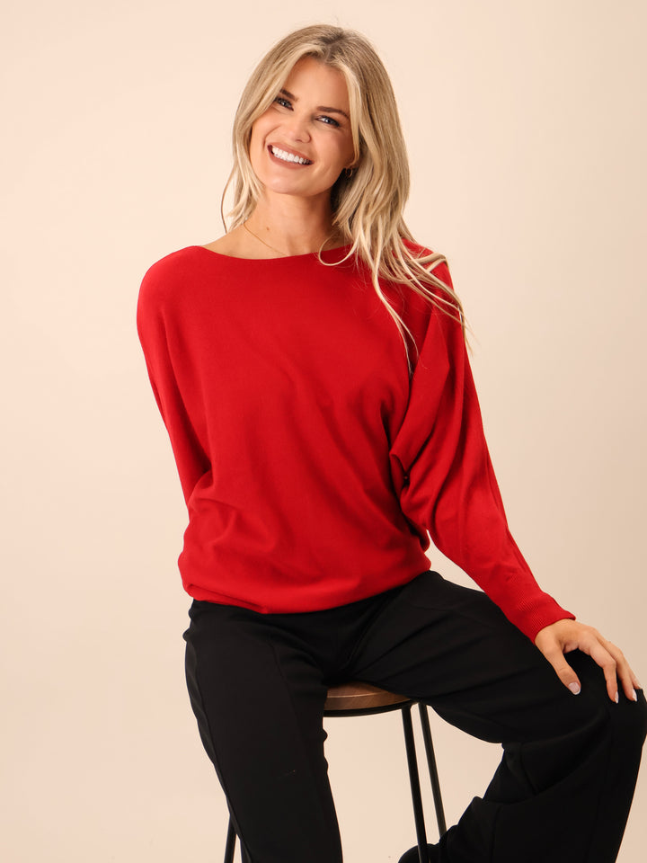Kate & Pippa Venice Bow Knit In Red-Nicola Ross