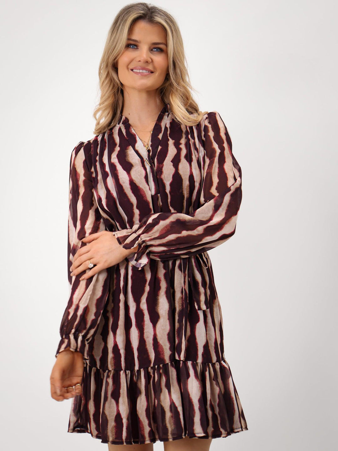 Kate & Pippa Venus Mini Dress In Purple Print-Nicola Ross
