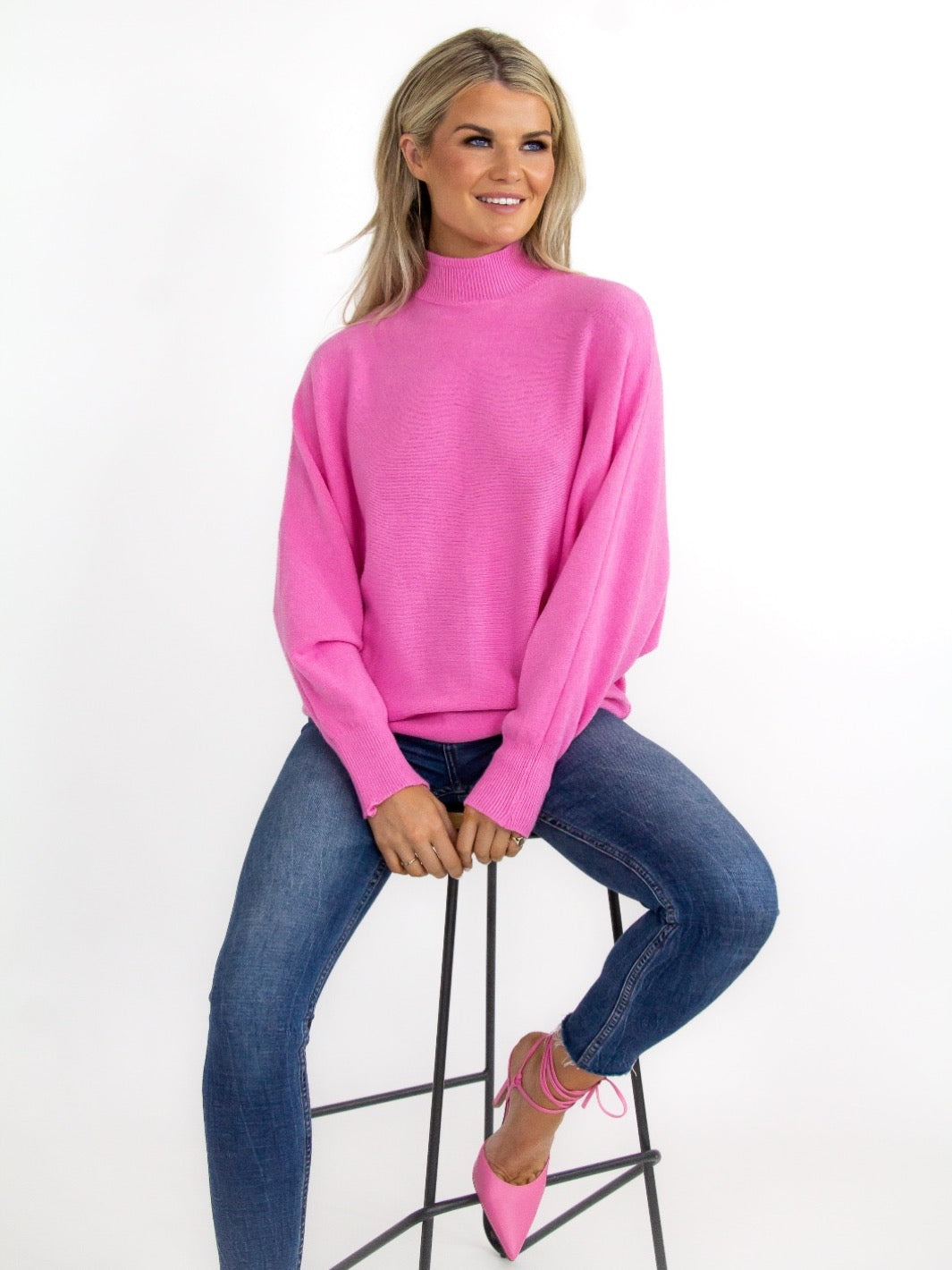 Kate & Pippa Verona Knit Jumper In Candy Pink-Nicola Ross