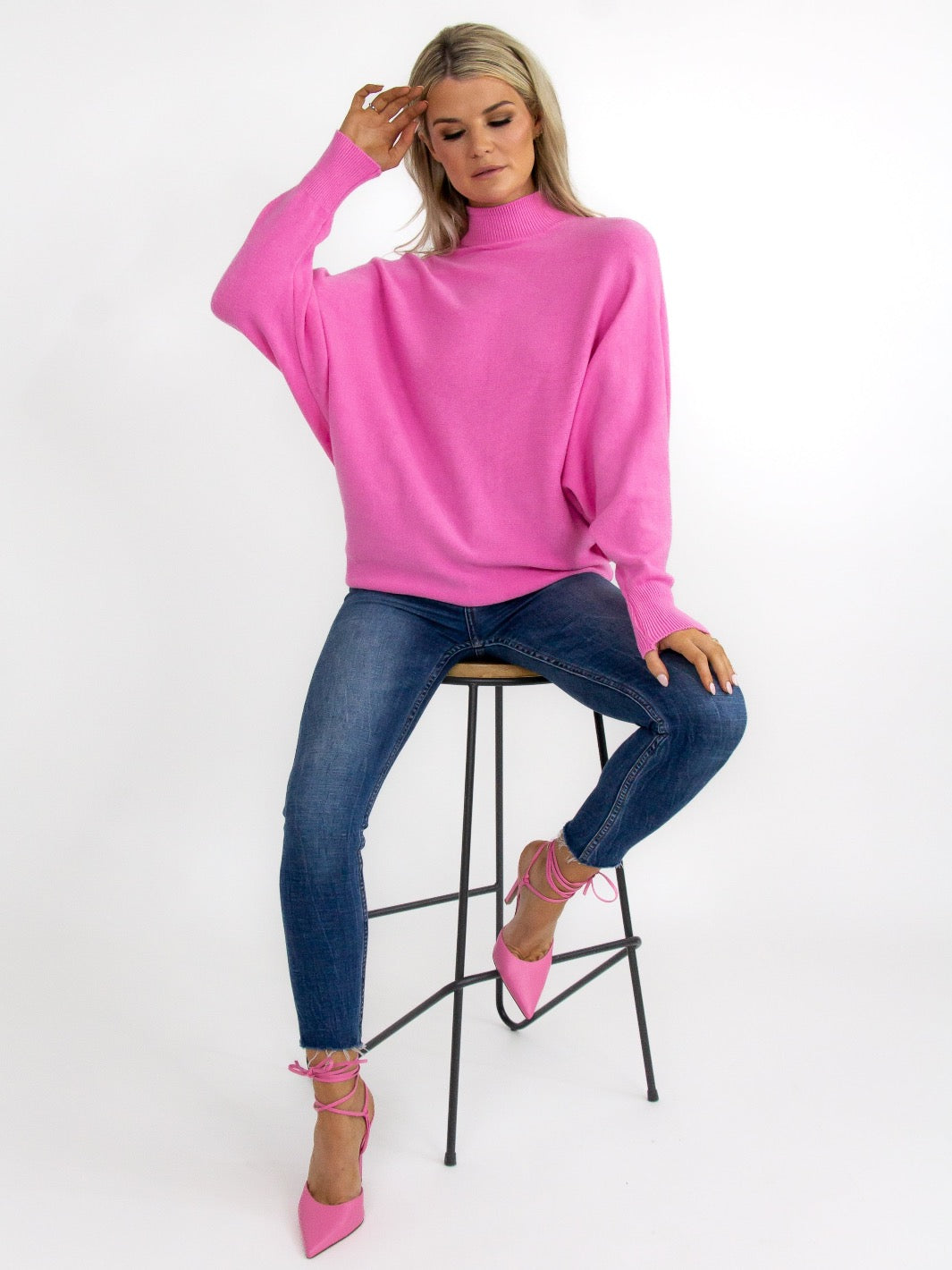 Kate & Pippa Verona Knit Jumper In Candy Pink-Nicola Ross