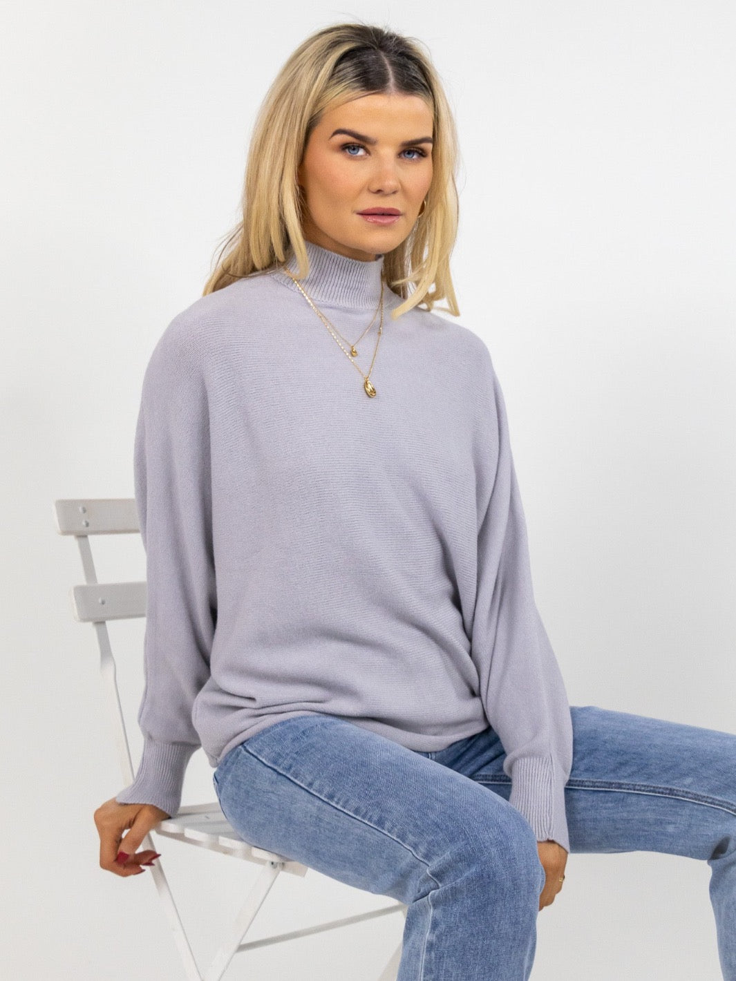 Kate & Pippa Verona Knit Jumper In Silver-Nicola Ross
