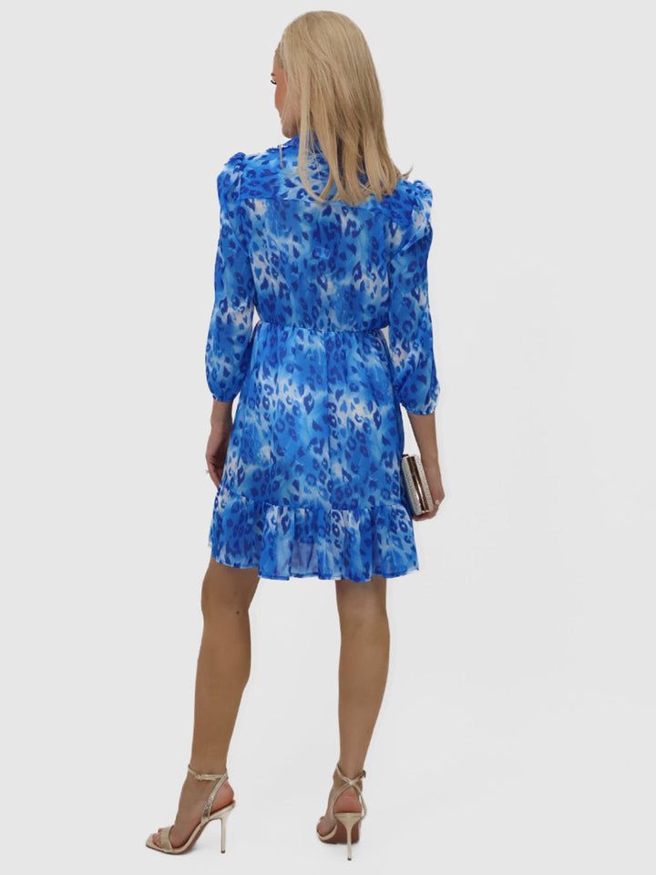 Kate & Pippa Vicky Mini Dress In Blue Print-Nicola Ross