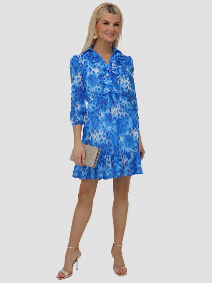 Kate & Pippa Vicky Mini Dress In Blue Print-Nicola Ross