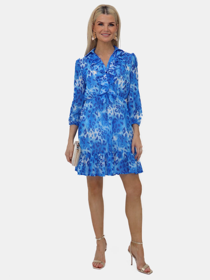 Kate & Pippa Vicky Mini Dress In Blue Print-Nicola Ross
