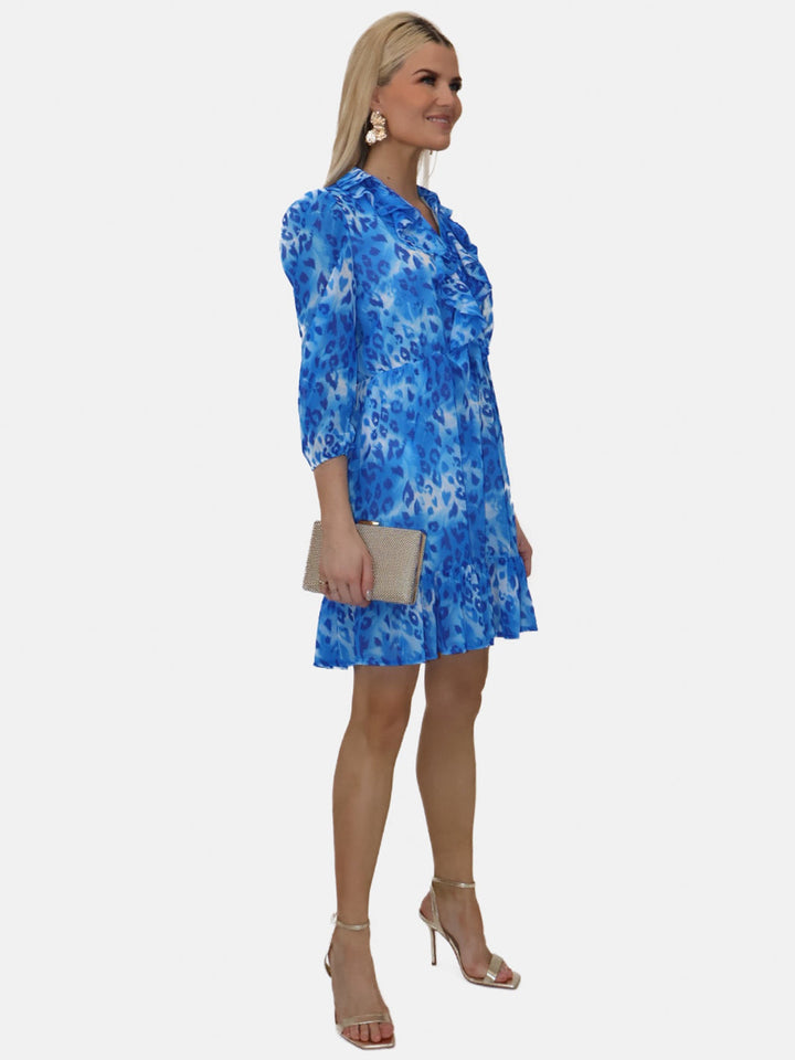 Kate & Pippa Vicky Mini Dress In Blue Print-Nicola Ross