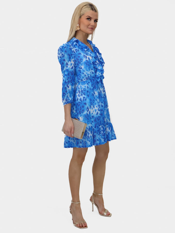 Kate & Pippa Vicky Mini Dress In Blue Print-Nicola Ross