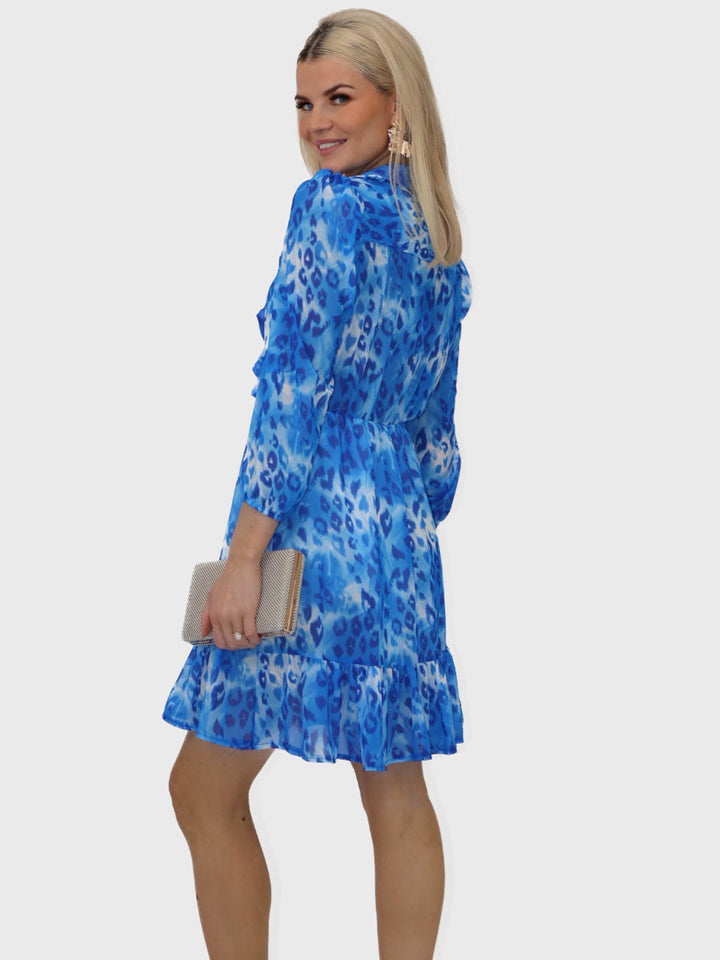 Kate & Pippa Vicky Mini Dress In Blue Print-Nicola Ross