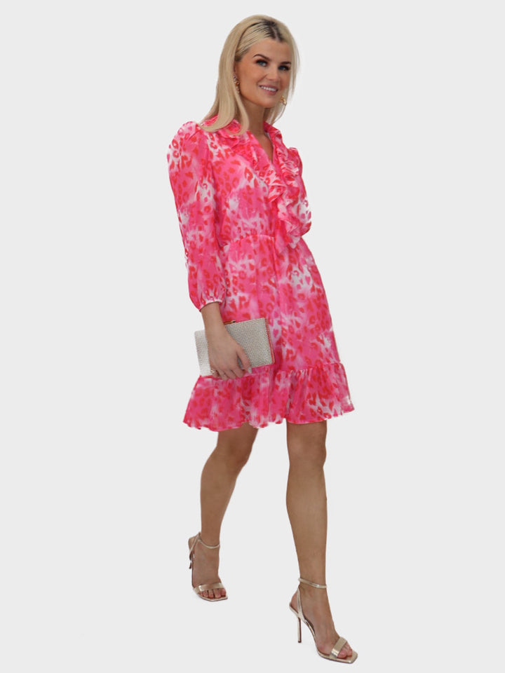 Kate & Pippa Vicky Mini Dress In Pink Print-Nicola Ross