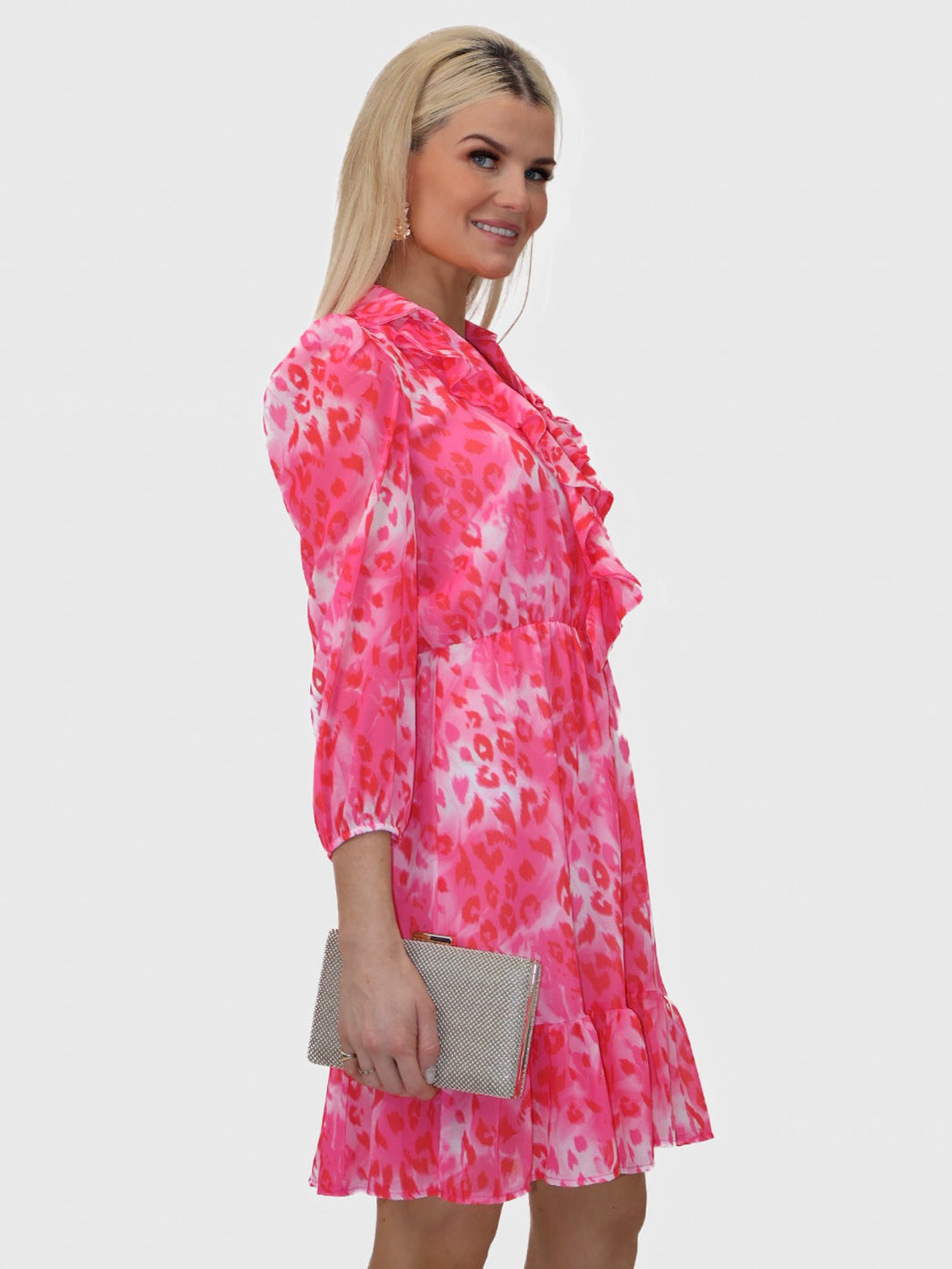 Kate & Pippa Vicky Mini Dress In Pink Print-Nicola Ross