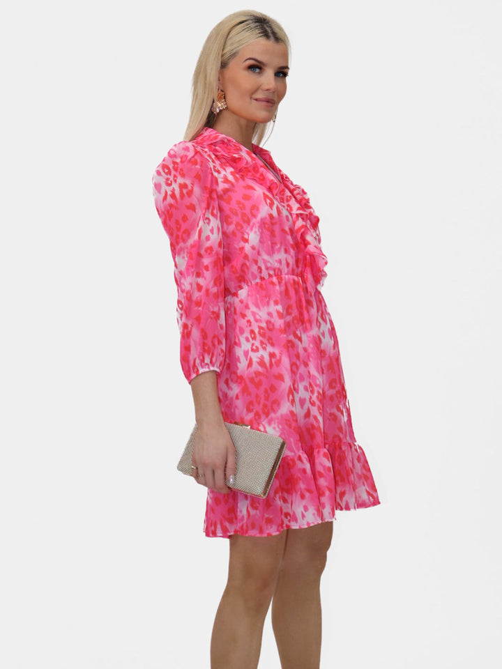 Kate & Pippa Vicky Mini Dress In Pink Print-Nicola Ross