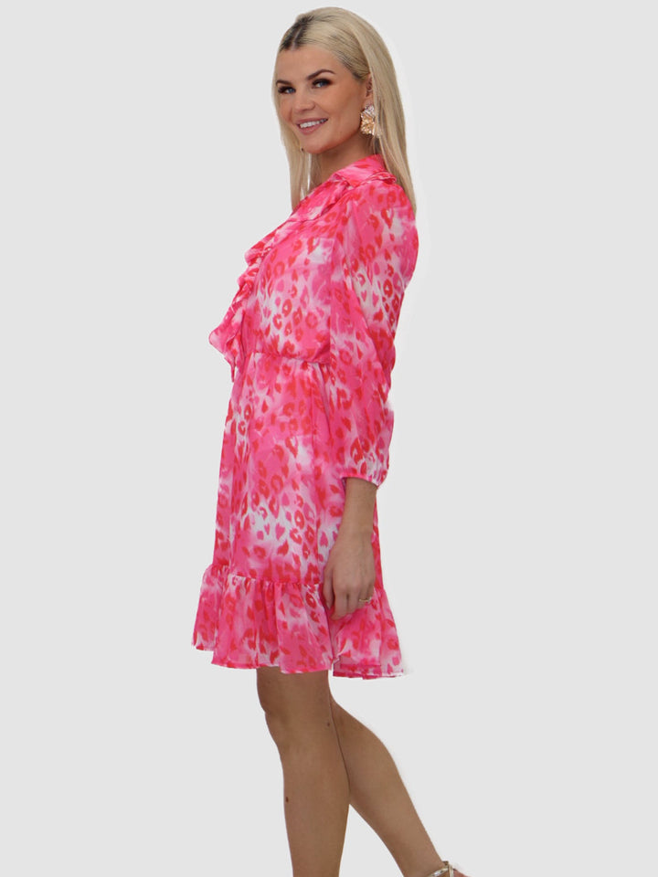 Kate & Pippa Vicky Mini Dress In Pink Print-Nicola Ross