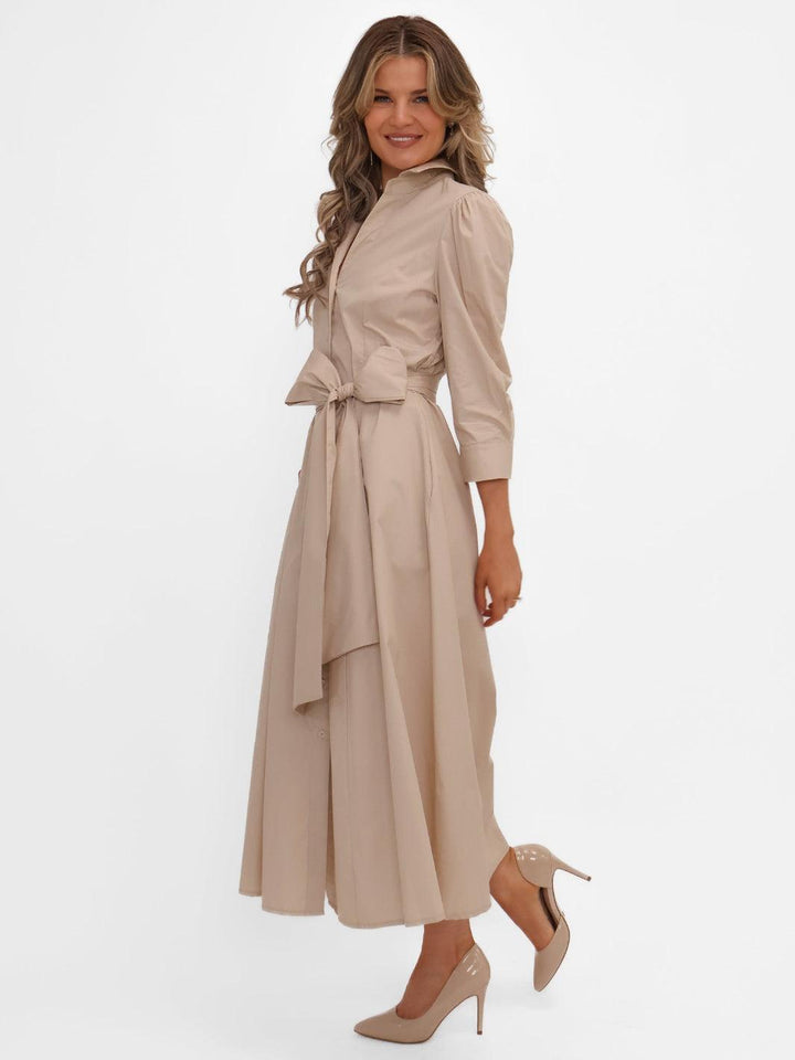 Kate & Pippa Victoria Midi Dress In Beige-Nicola Ross
