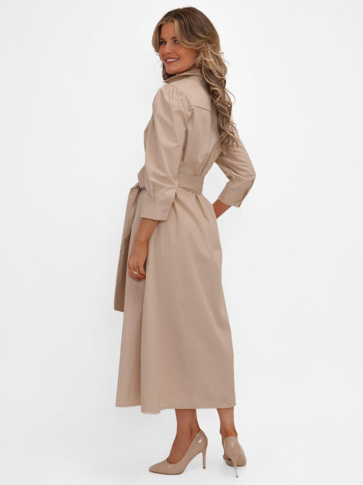 Kate & Pippa Victoria Midi Dress In Beige-Nicola Ross