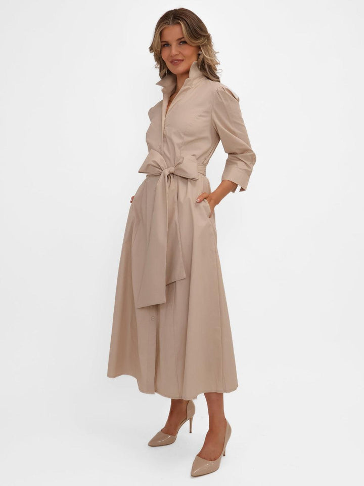 Kate & Pippa Victoria Midi Dress In Beige-Nicola Ross