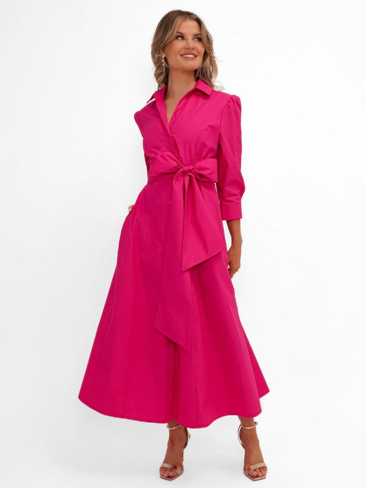 Kate & Pippa Victoria Midi Dress In Cerise Pink-Nicola Ross