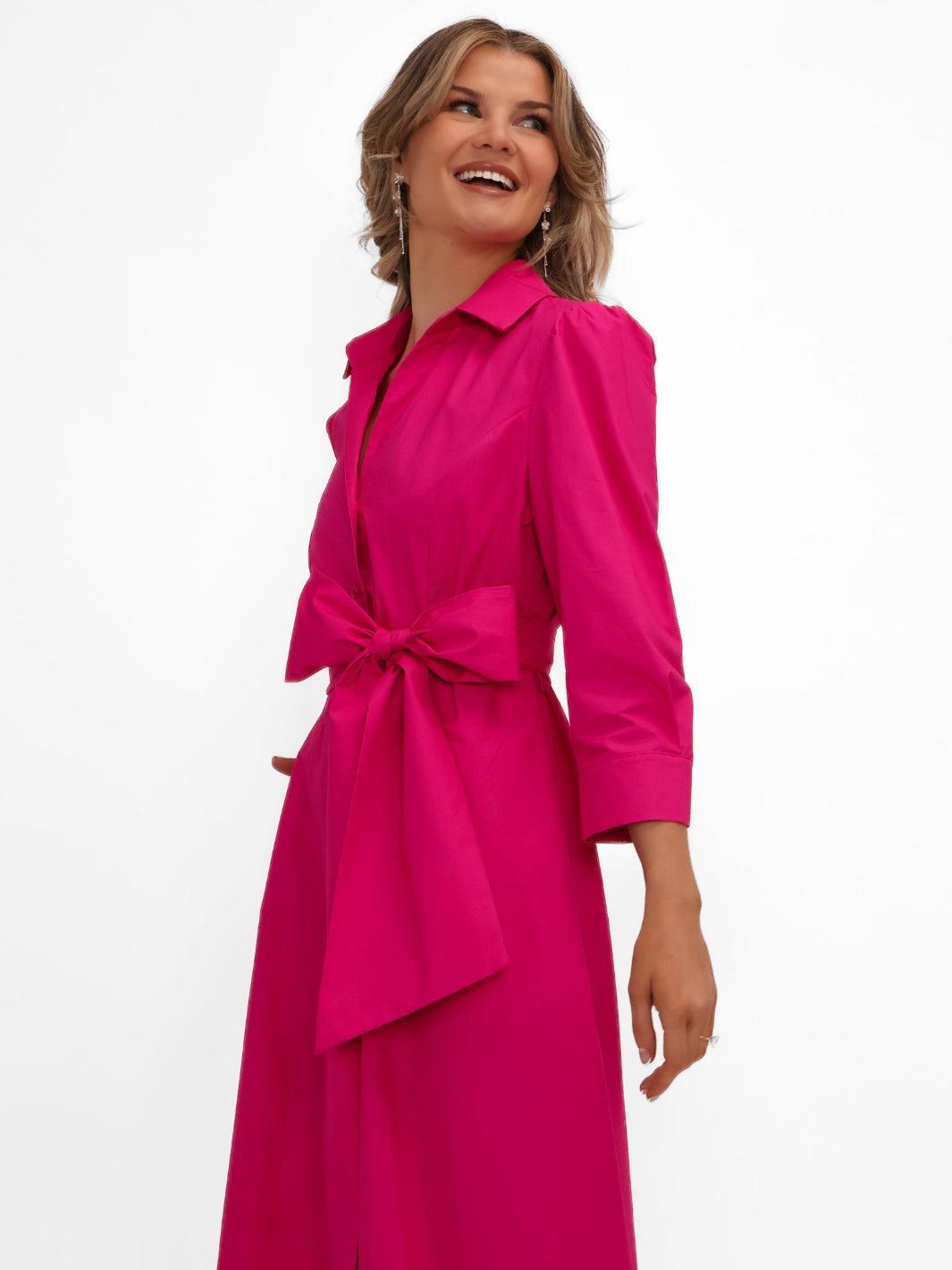 Kate & Pippa Victoria Midi Dress In Cerise Pink-Nicola Ross