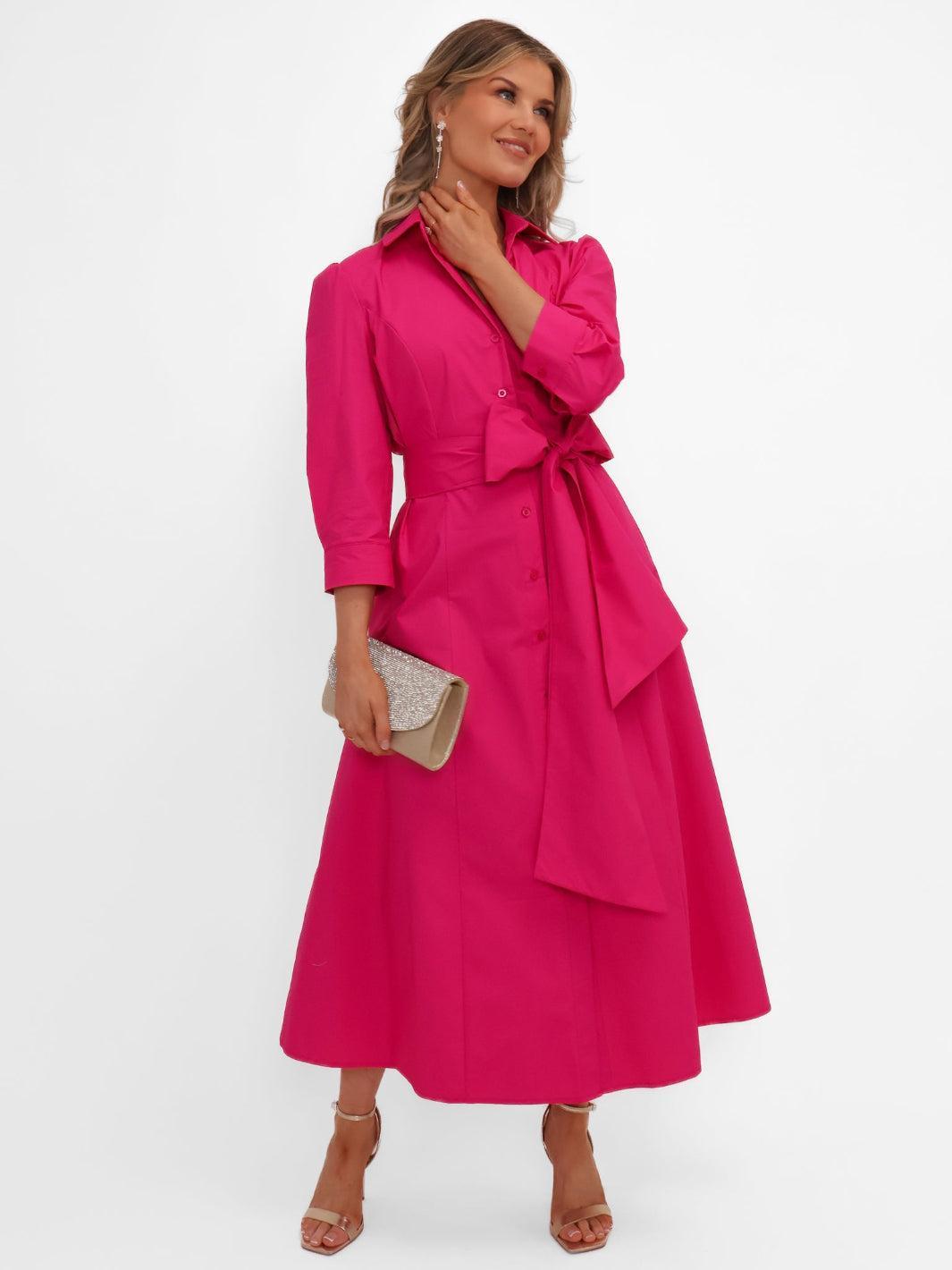 Kate & Pippa Victoria Midi Dress In Cerise Pink-Nicola Ross
