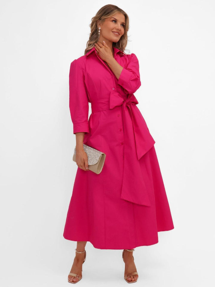 Kate & Pippa Victoria Midi Dress In Cerise Pink-Nicola Ross