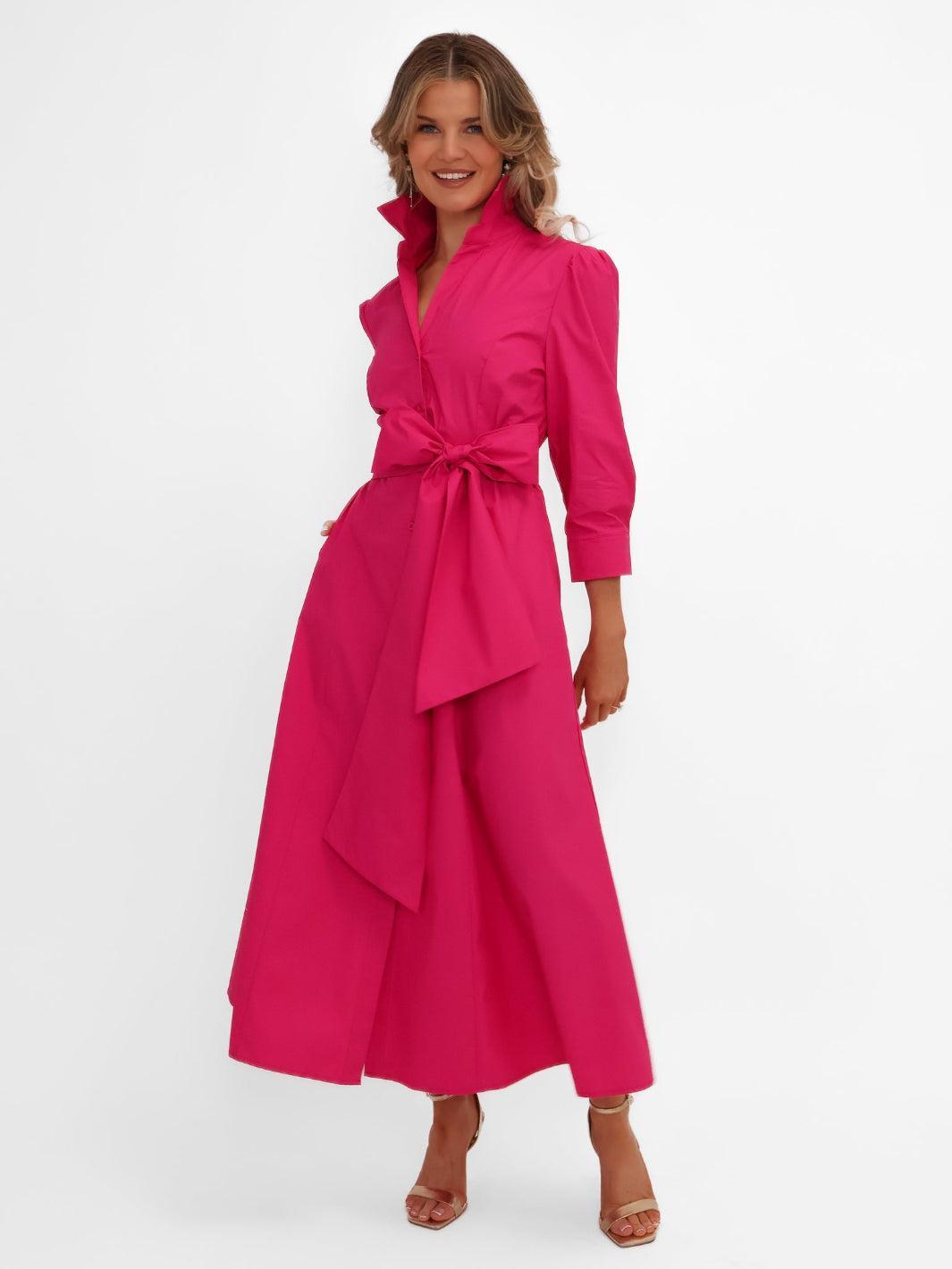 Kate & Pippa Victoria Midi Dress In Cerise Pink-Nicola Ross