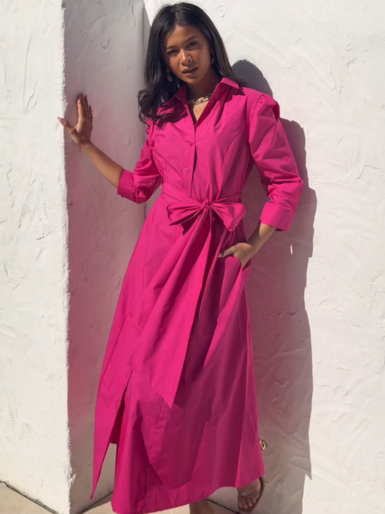 Kate & Pippa Victoria Midi Dress In Cerise Pink – Nicola Ross
