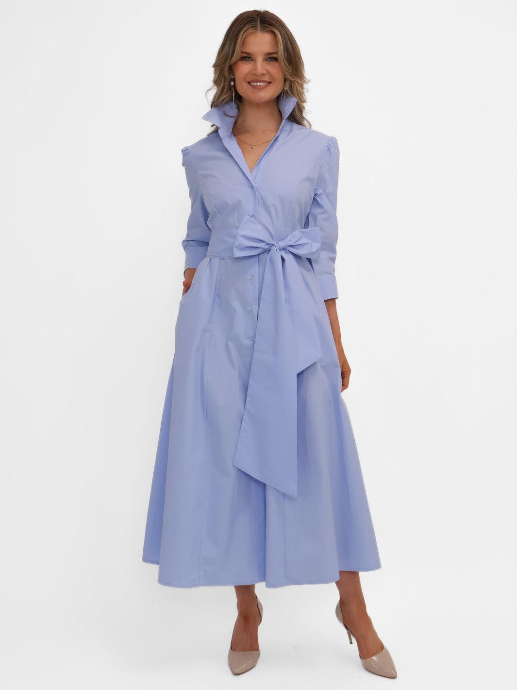 Kate & Pippa Victoria Midi Dress In Light Blue-Nicola Ross