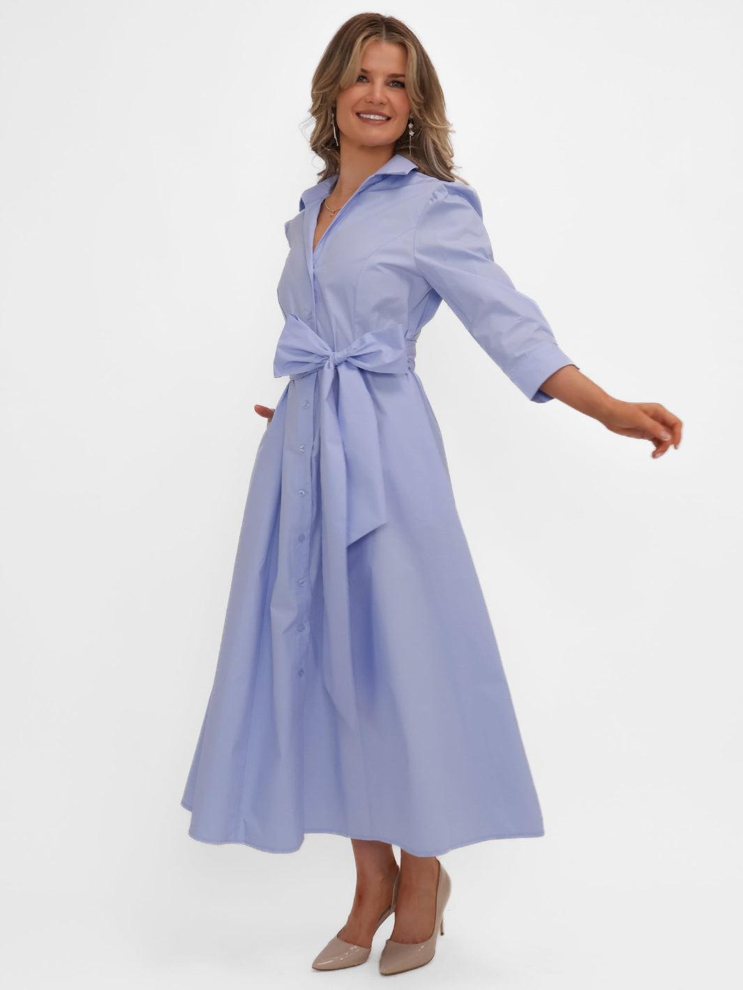 Kate & Pippa Victoria Midi Dress In Light Blue-Nicola Ross