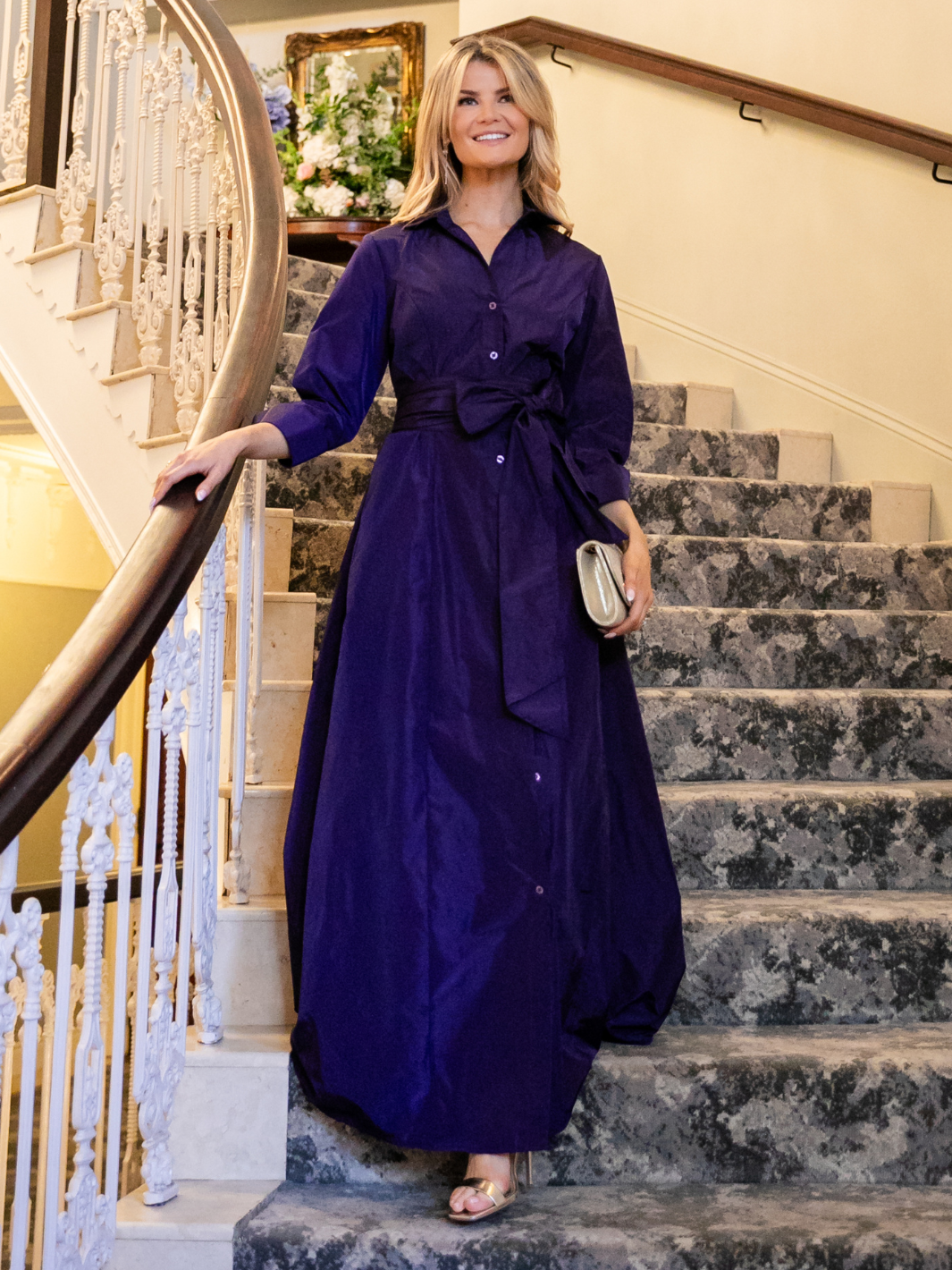 Kate & Pippa Victoria Taffeta Maxi Dress In Purple-Nicola Ross