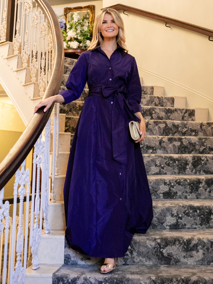 Kate & Pippa Victoria Taffeta Maxi Dress In Purple-Nicola Ross