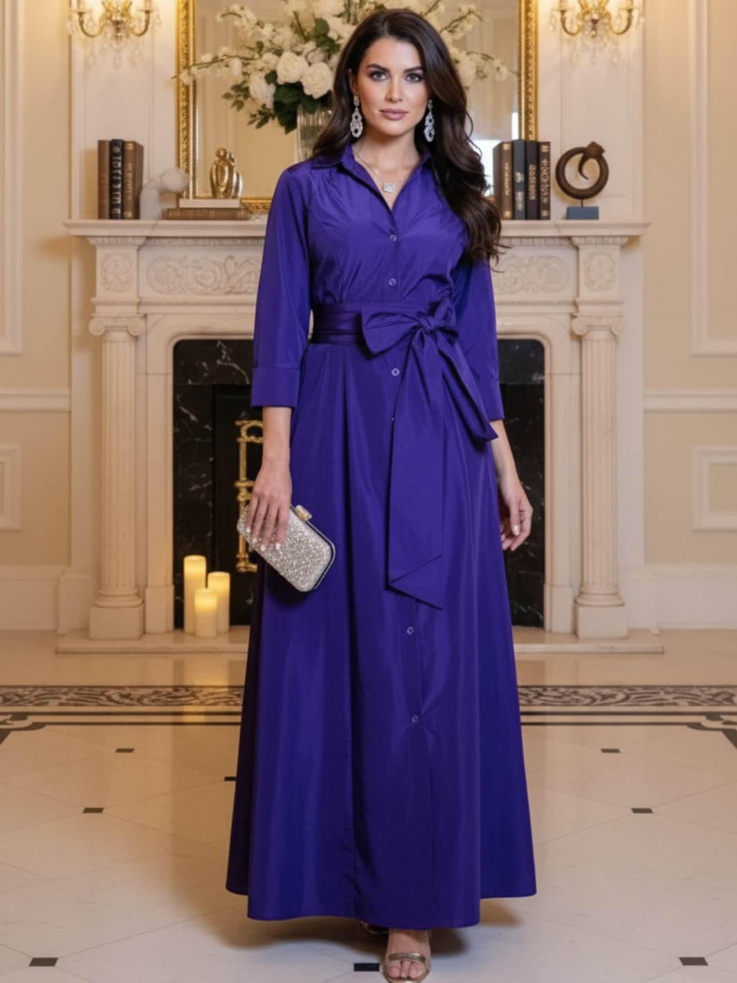 Kate & Pippa Victoria Taffeta Maxi Dress In Purple-Nicola Ross
