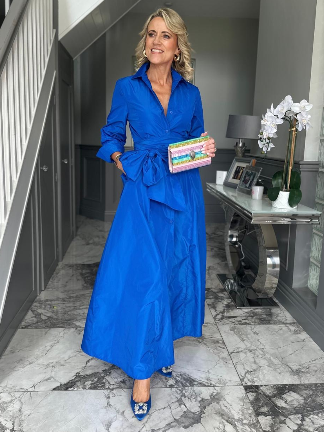 Kate & Pippa Victoria Taffeta Maxi Dress In Royal Blue-Nicola Ross