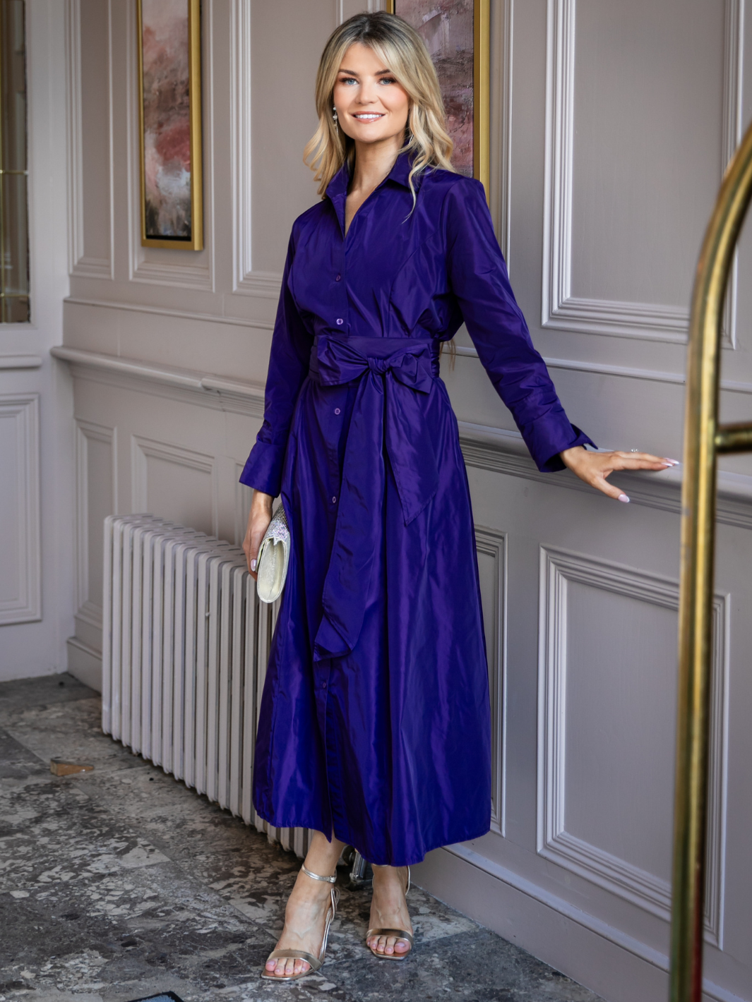Kate & Pippa Victoria Taffeta Midi Dress In Purple-Nicola Ross