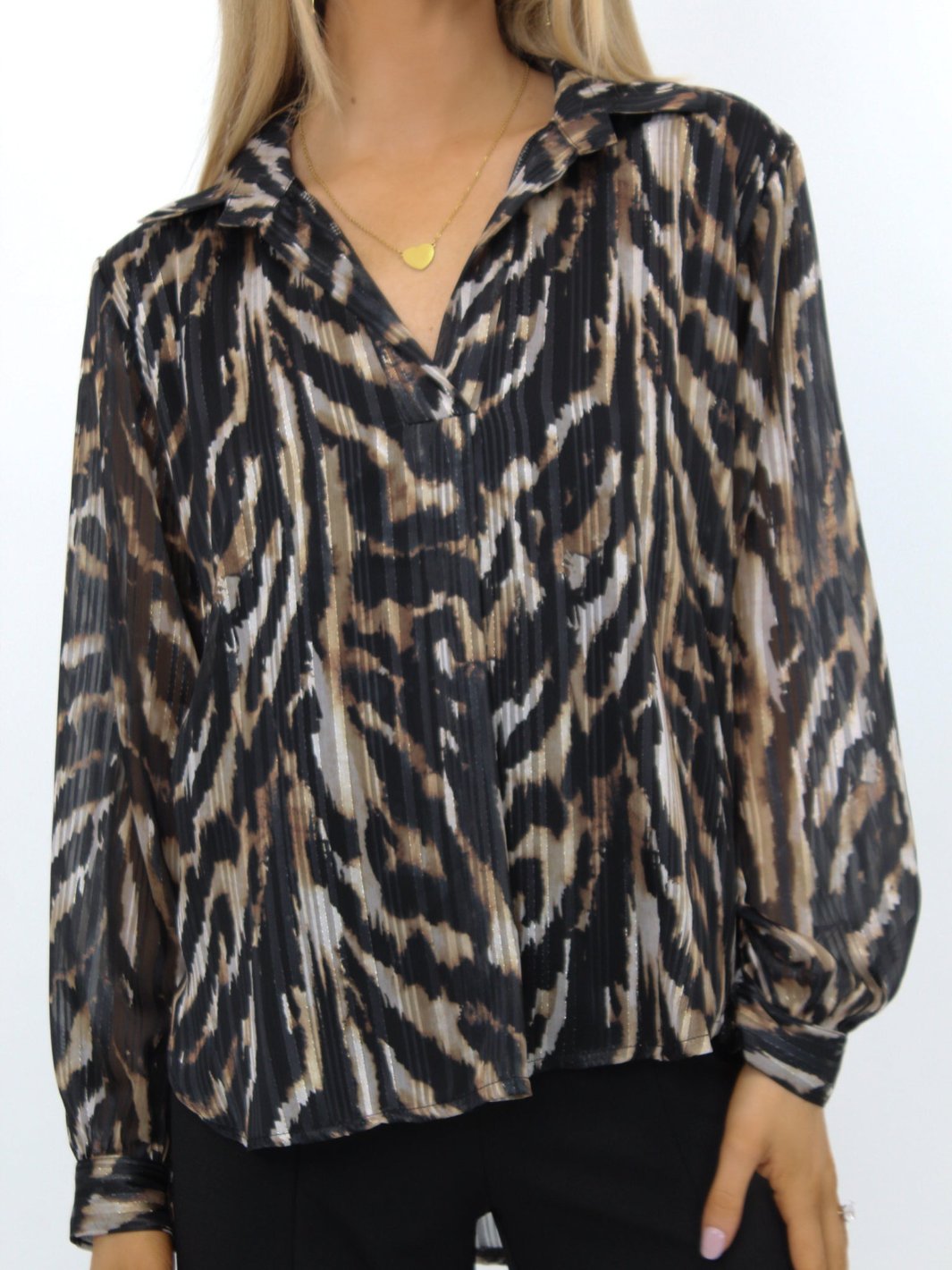 Kate & Pippa Vivi Top In Black/ Beige Print-Nicola Ross