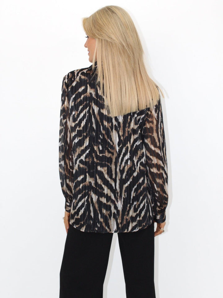 Kate & Pippa Vivi Top In Black/ Beige Print-Nicola Ross