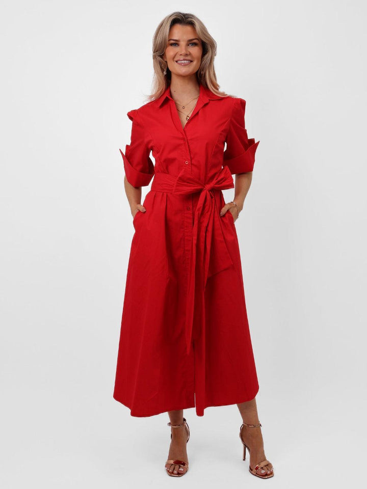 Kate & Pippa Whitney Maxi Dress In Red-Nicola Ross