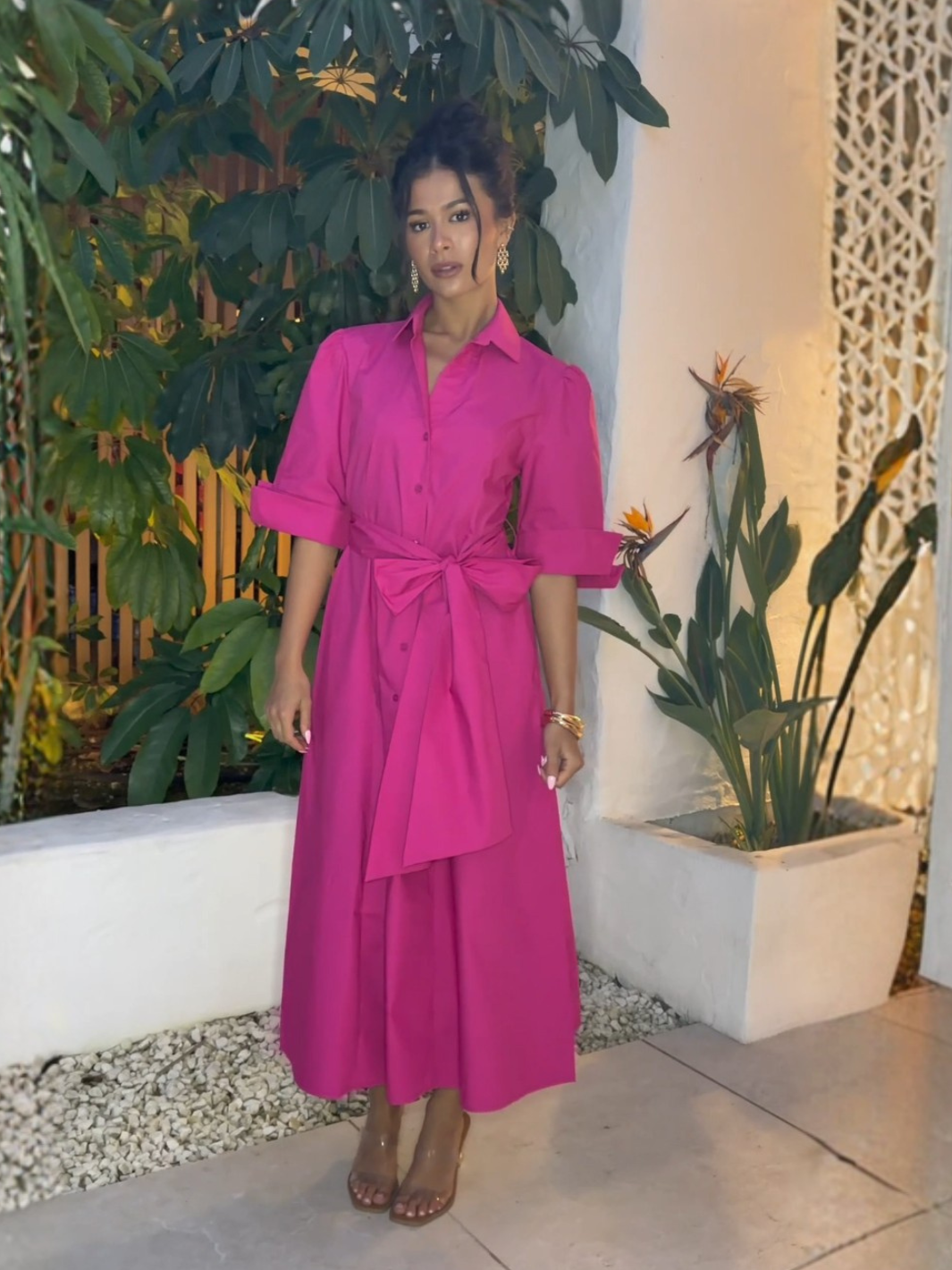 Kate & Pippa Whitney Midi Dress In Cerise Pink-Occasion Wear-Guest of the wedding-Nicola Ross