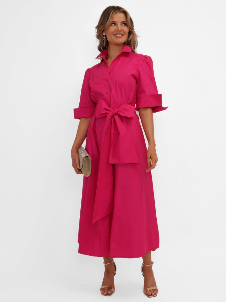 Kate & Pippa Whitney Midi Dress In Cerise Pink-Nicola Ross